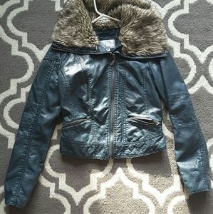 Medium distressed blue jacket